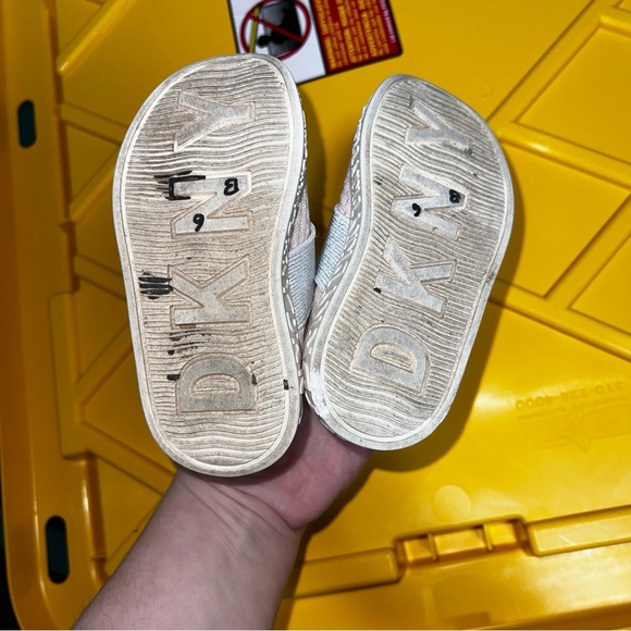 DKNY Pink Sparkle Logo Slip On Sneakers Toddler Girls Size 6 - Picture 5 of 7